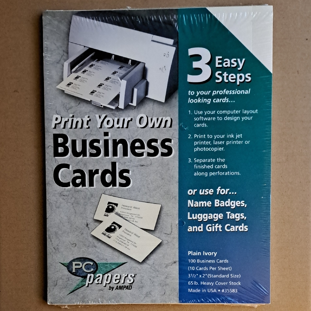 PC Papers Ampad Print Your Own Business Cards Blank Ivory 3 1/2” x 2” 100ct